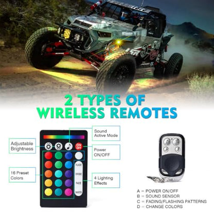 Xprite Bluetooth Rock Lights Multicolor Neon Accent Lights Underglow Kits - color: Standard Housing, size: 10 Pods