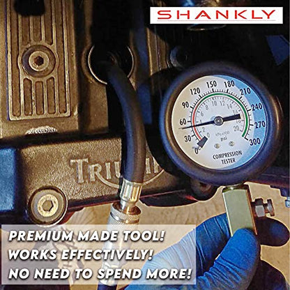 Engine Compression Tester Automotive Fuel Pressure Tester Kit, Engine Compression Gauges Tool 1000 PSI with Cylinder Compression Tester Hose and 14mm/18mmSolid Short Adapter
