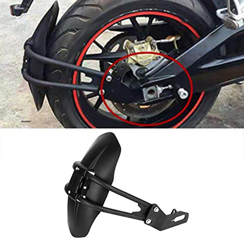 Qiilu Motorcycle Rear Mudguard, Black ABS & Stainless Steel, Universal Fit for Convex Rear Flat Fork 12-18inch Tires