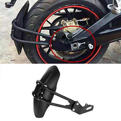 Qiilu Motorcycle Rear Mudguard, Black ABS & Stainless Steel, Universal Fit for Convex Rear Flat Fork 12-18inch Tires