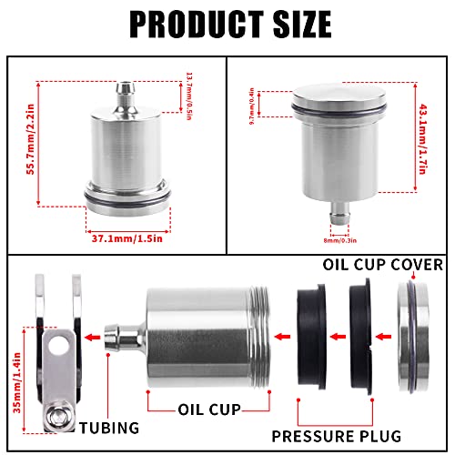Universal Motorcycle Aluminum Brake Fluid Reservoir Oil Cup Fit For Yamaha Kawasaki Honda Suzuki BMW and more (Silver) - color: silver