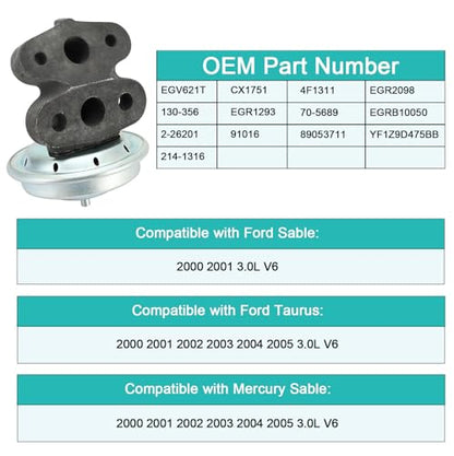 AULINK EGV621 EGR Valve (3.0L V6) For Ford Sable Taurus, For Mercury Sable - color: Black EGV621