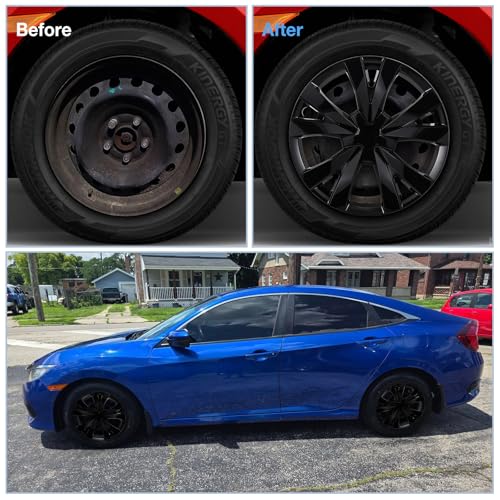 16inch Hubcaps Wheel Covers for 2016-2026 Honda Civic Sedan - color: Black