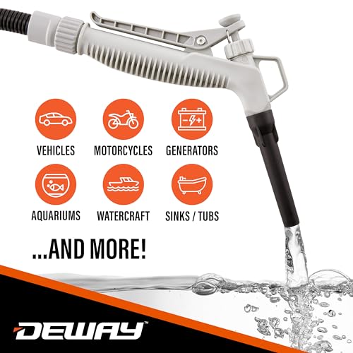 Deway Fuel Transfer Pump, WAYZSPAAHN, Gas Can Pump, 3.2 GPM, 51" Hose, 4 AA - style: Hand-Trigger Nozzle