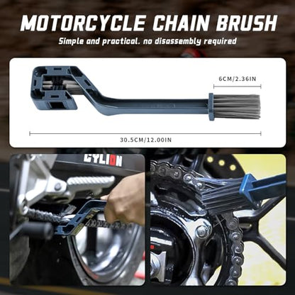 Pro: Conquer Grime! Motorcycle Chain Clean & Lube Kit - 350ml Powerful Degreaser, 120ml Smooth Wet Lube, Brushes, Scrubber, Towel Complete Tools Set