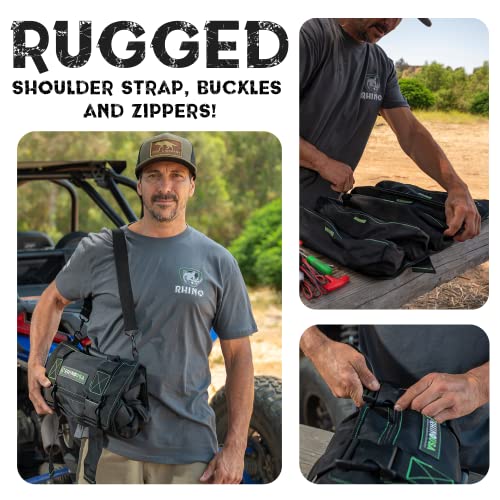 Rhino USA Tool Bag Roll - Heavy Duty Canvas Organizer for Tools - color: Green Black