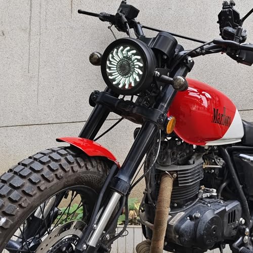 5.75" Motorcycle Headlight Animated Start-up Gradient Welcome Light - color: Amber/White