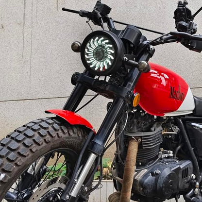 5.75" Motorcycle Headlight Animated Start-up Gradient Welcome Light - color: Amber/White