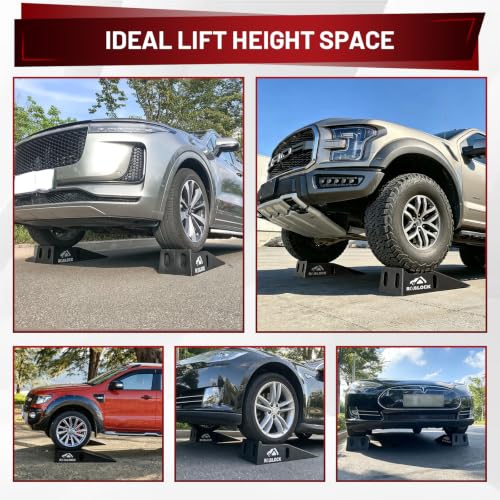 ROBLOCK Heavy Duty Low Profile Car Ramps for Oil Changes, Portable Car Ramps with Lift Height of 6.7 inch for Low Cars High Lift and Jack Support, Vehicle Ramps for Garage, 35.6"x12"x8.5", 2 PCS