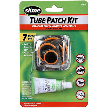 Slime 1022-A Tube Rubber Patch Kit, for Bikes and Other Inflatables, Contains, 5 Patches, Scuffer and Glue - size: 5-Count, style: Rubber Patch Kit