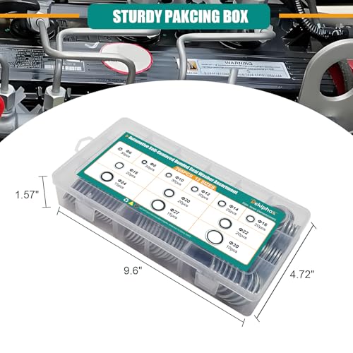 265PCS NBR Metal Bonded Sealing Washers Metric Zinc-Plated Self-Centred - color: 265pcs Sealing Washers
