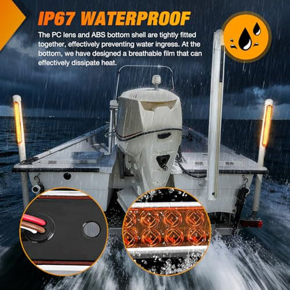 Nilight LED Tail Light 17" Amber Running Turn Signal Lights W/Chrome Bezel - color: 2Pcs 17" Amber 40LED w/chrome bezel