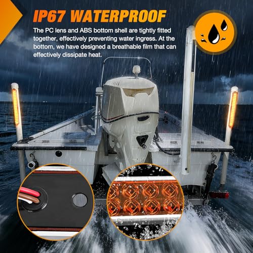 Nilight LED Tail Light 17" Amber Running Turn Signal Lights W/Chrome Bezel - color: 2Pcs 17" Amber 40LED w/chrome bezel