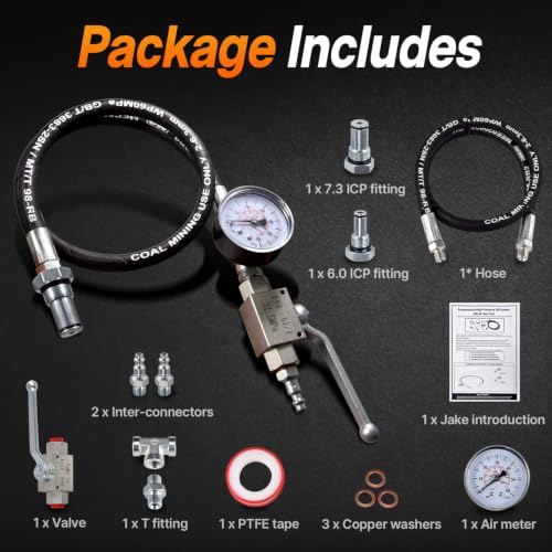 High Pressure Oil System IPR Air Test Tool Special Kit Compatible with Ford 6.0L & 7.3L Powerstroke Diesel Engines, Heavy-Duty Air Test Fitting for HPOP Leak Diagnosis