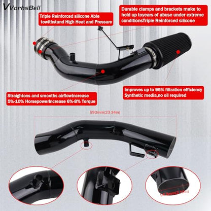 6.0 Powerstroke Cold Air Intake for 03-07 Ford F250 F350 F450 - color: BLACK - 6.0L (2003-2007)