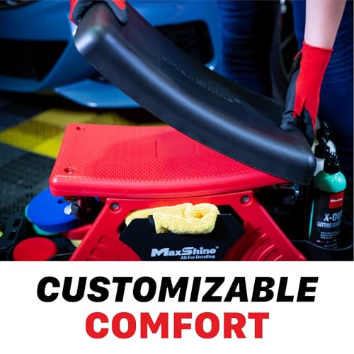 Maxshine Detailing Mini Creeper with Cushion – Mobile Rolling Utility Creeper Seat for Mechanics & Car Detailers – Comfortable Low Profile Seat for Car Cleaning, Polishing, Coating & Waxing - size: Mini Creeper w/ Soft Cushion