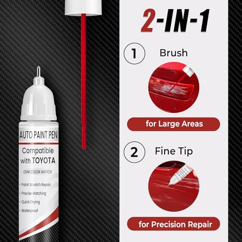 Touch Up Paint for Toyota Supersonic Red(3U5), 0.4 fl oz OEM Color Match Automotive Paint Pen for RAV4/Camry/Camry/Tacoma/Tundra/Toyota Crown/Prius/Sequoia/bZ4X - color: Supersonic Red