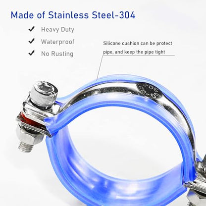 AKIHISA 2 Pcs 304 Stainless Steel Pipe Supports, Wall Mount Ceiling Mount Pipe Hanger, Pipe Holder for OD Pipe 15-19MM Adjustable Height Range 30-50mm - size: 15-19mm, style: Adjustable Height 30-50mm