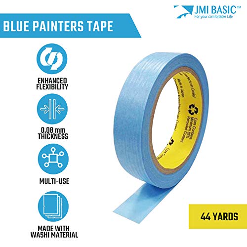 Blue Painters Tape Washi Paper - Assorted Size Multi Pack 44 Yard - No Residue Masking Tape for Painting Drafting Craft - Delicate Surfaces - Heat Resistant - Thin Thick (1/2 x 1 x 2 Inch - 3pK) - size: 1/2" x 1" x 2" Inch - 3pK