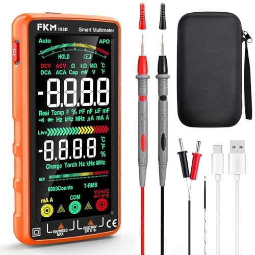 FKM Smart Digital Multimeter Tester TRMS 6000 Counts,Rechargeable Voltmeter - color: Amber- 188D