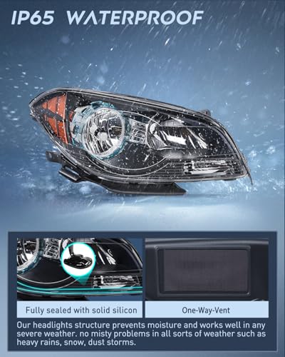 Nilight Headlight Assembly Compatible with 2008-2012 Chevy Malibu - color: Black Housing Amber Reflector, size: 2008-2012 Chevy Malibu