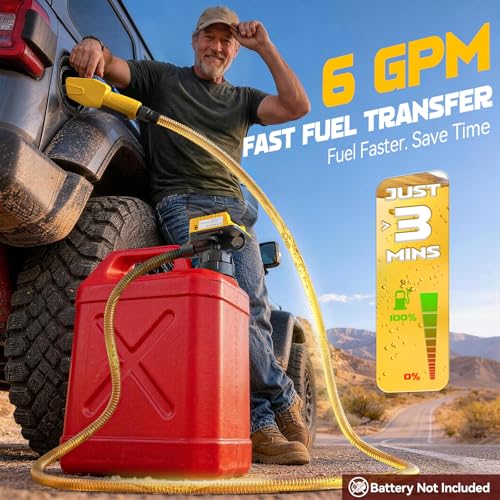 DIYtoolifz 6 GPM Cordless Fuel Transfer Pump Compatible with Dewalt 20V - color: Light yellow