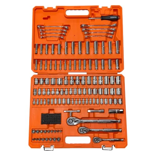 201pc Mechanics Tools Set, 1/2'', 1/4'', 3/8'' Drive Socket Set - size: 201pcs