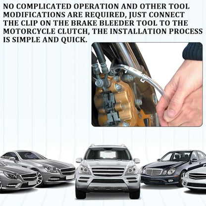 2 Set Brake Bleeder Kit, One Way Check Valve Tube Bleeding Tool Kit with Spring Clamps, Screw Caps, Metal Clips, Brake Fluid Bleeder for Hydraulic System Bleeding for Car Motorcyle Clutch