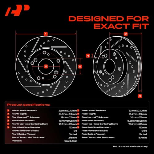 A-Premium Front and Rear Drilled Slotted Brake Rotors and Ceramic Pads Kit