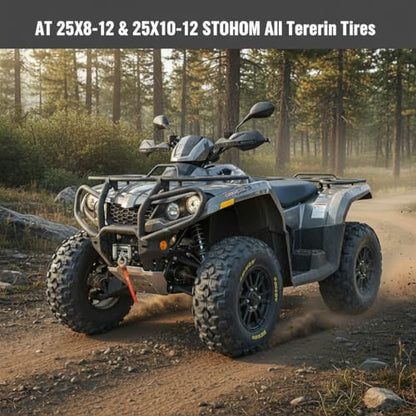 AT25x8-12 Tires ATV Tire ATV＆UTV Trail Sand Off-Road Tire 25x8-12, All Terrain Tires 12mm Tread Depth 25x8x12-6 PR, Tubeless 2PCS - size: DAV101 25X8-12