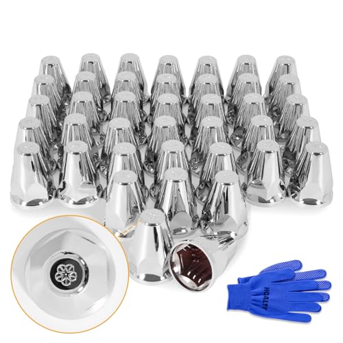 40Pcs Lug Nut Covers 33mm Bullet Flanged ABS Chrome Plastic Push-on Anti-Rust Standard Flanged Nut Covers for Semi Trucks, Trailers, Trucks, RVs - color: 40 PCS