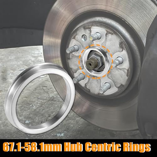 X AUTOHAUX 4pcs OD 67.1mm to ID 58.1mm Aluminum Alloy Hub Centric Rings - size: 67.1mm ID to 58.1mm OD