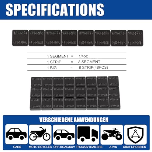 JiiinMiiin Upgraded Wheel Weights 1/4oz, 0.25oz, Black - 48PCS Adhesive Stick on Wheel Weights, 12oz/Box, Perfect for Cars/Trucks/SUVs/Motorcycles (Pack of 2) - color: Black, size: 0.25oz - 48PCS (Pack of 2)