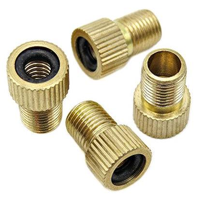 Brass Presta Valve Adapter - Convert Presta to Schrader, 4 Pack
