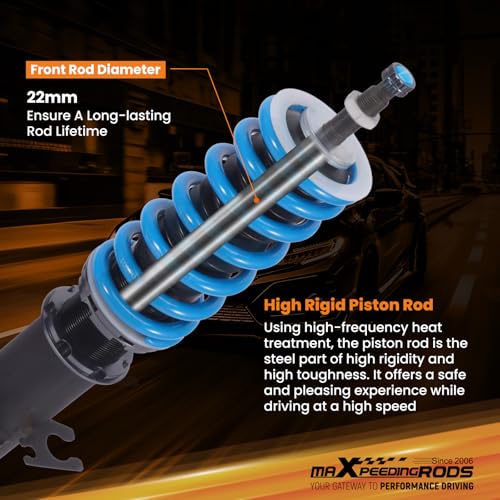 maXpeedingrods Coilover for Pontiac GTO 2004-2006, for Holden Monaro 2002-2006, 24 Levels Damper Adjustable Coilovers Suspension Kit Strut, Height Adjustable T6 Upgraded Lowering Kits Blue