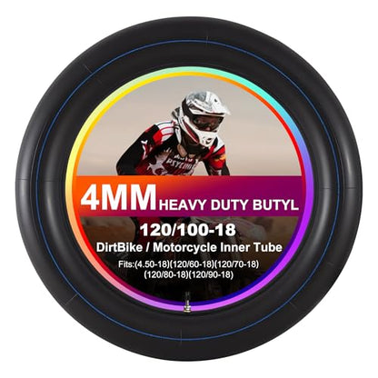 Heavy Duty 4mm Thick Motorcycle Inner Tube Replacement, 120/100-18" Tire Tube Compatible With 4.50-18，120/60-18，120/70-18，120/80-18，120/90-18 - size: 120/100-18