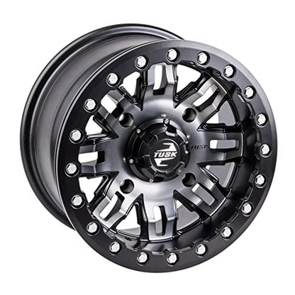 TUSK (4 Pack) 4/156 Teton Beadlock Wheel 15x7 5.0 + 2.0 Gun Metal/Black for Kawasaki Teryx KRX 1000 2020-2025