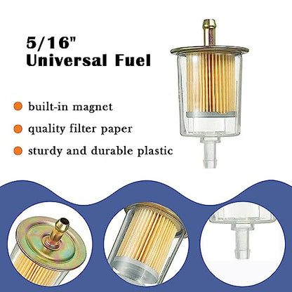 4PCS 5/16" Universal Fuel Filters with 8PCS 14mm Hose Clamps Gas Inline Fuel Filter Replacement for Motorcycles, Cars, Trucks HE007