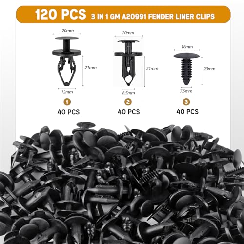 UNIGT 3 in 1 GM A20991 Fender Liner Clips and Fasteners Replace 11589292