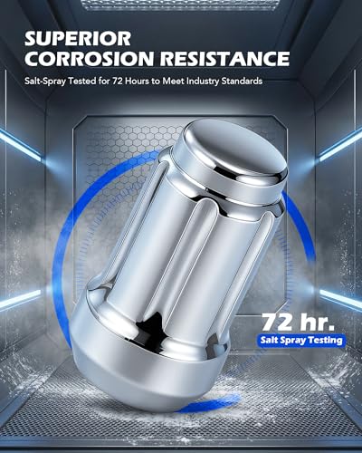 OMT M12x1.5 Lug Nuts with Cone Seat, 20pcs Lug Nuts Set with 1 Socket Key - color: Silver, size: M12x1.5, style: 20Pcs Spline Tuner