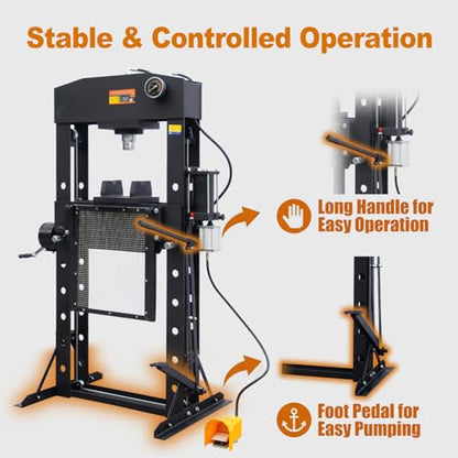 50 Ton H-Frame Hydraulic Shop Press with Floor Press Plates - color: 50T