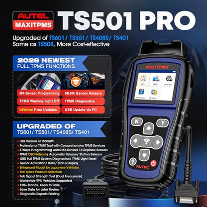 Autel MaxiTPMS TS501 PRO TPMS Programming Tool, 2026 Same as TS508WF TS508