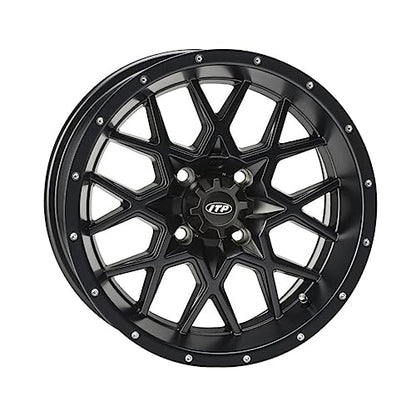 4/137 ITP Hurricane Wheel 16x7 5.0 + 2.0 Matte Black for Kawasaki Teryx4 800 2014-2018