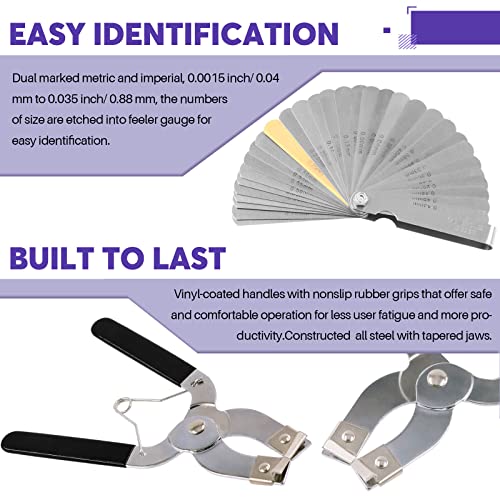 Swpeet 4Pcs 3 Inch Piston Ring Compressor and Adjustable Piston Installation Tool Installer Removal Pliers with Wrench and Stainless Steel Feeler Gauge Assortment Kit for Car Engine