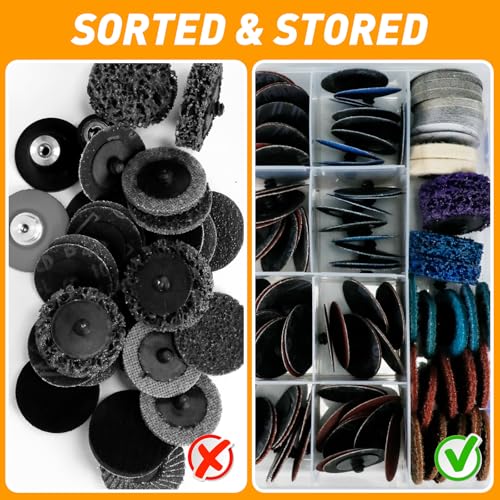 172 PCS 2" Quick Change Sanding Discs Kit with 1/4" Round & Hex Shank