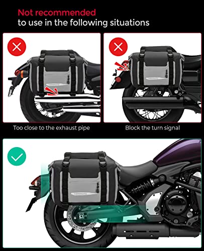 KEMIMOTO Waterproof Motorcycle Saddlebags 50L(25Lx2) Large Luggage Side Bag - color: Grey