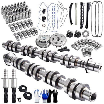 Left & Right Camshaft Rocker Arm Lifters w/Timing Chain Cam Phaser Kit Fits Ford F150 Expedition Super Crew Lariat Triton F250 F350 Super Duty Lincoln Mark LT Navigator 5.4L 3V for 2004-2008 - color: Cam kit w/Timing Chian set