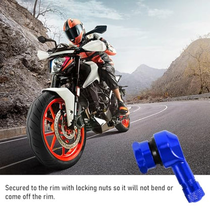 Yourkar 2 PCS Motorcycle Tire Valve Stems, 90 Degree Angle Aluminum Alloy, Blue - color: Blue