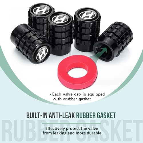 5pcs Tire valve stem cap, Tire valve, Tire cap, Wheel air valve cap, Suitable for Hyundai Elantra Sonata Tucson Santa fe Genesis Equus All Models Car Accessories-XD-Black, black04