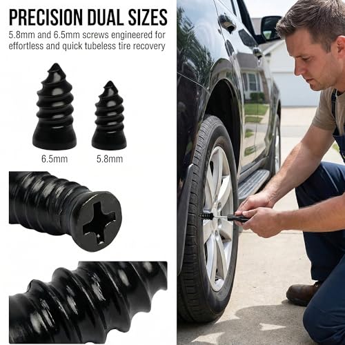 PINKJOY 60 Pcs Tire Repair Nails Self-Tapping Screw Rubber Screw Tool Self-Service Tire Repair NAI for Car Motorcycle Truck - size: 60PCS